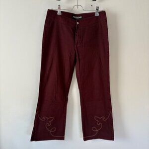 Guess Jeans cropped pants, burgundy with western details & split hem, Size 29